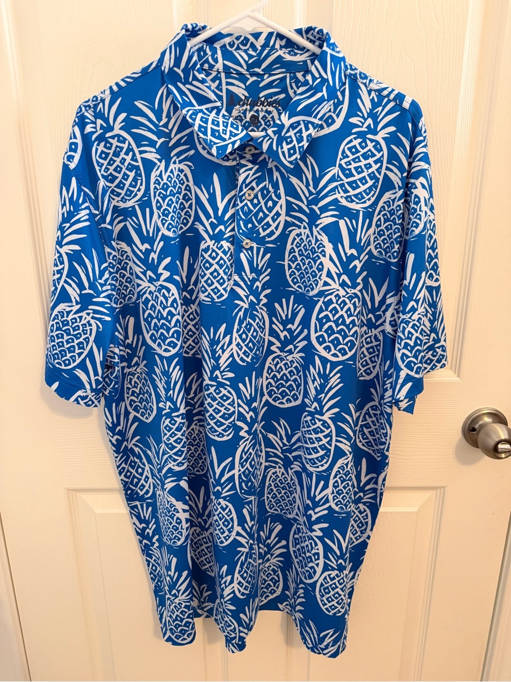 chubbies Blue and White Pineapple Print Button-Up Shirt ~ Size XXL